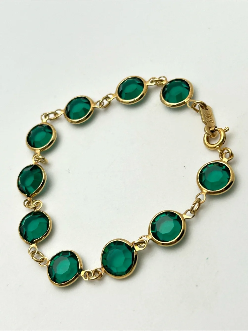 Swarovski Vintage SAL Green Crystal Bezel Bracelet
